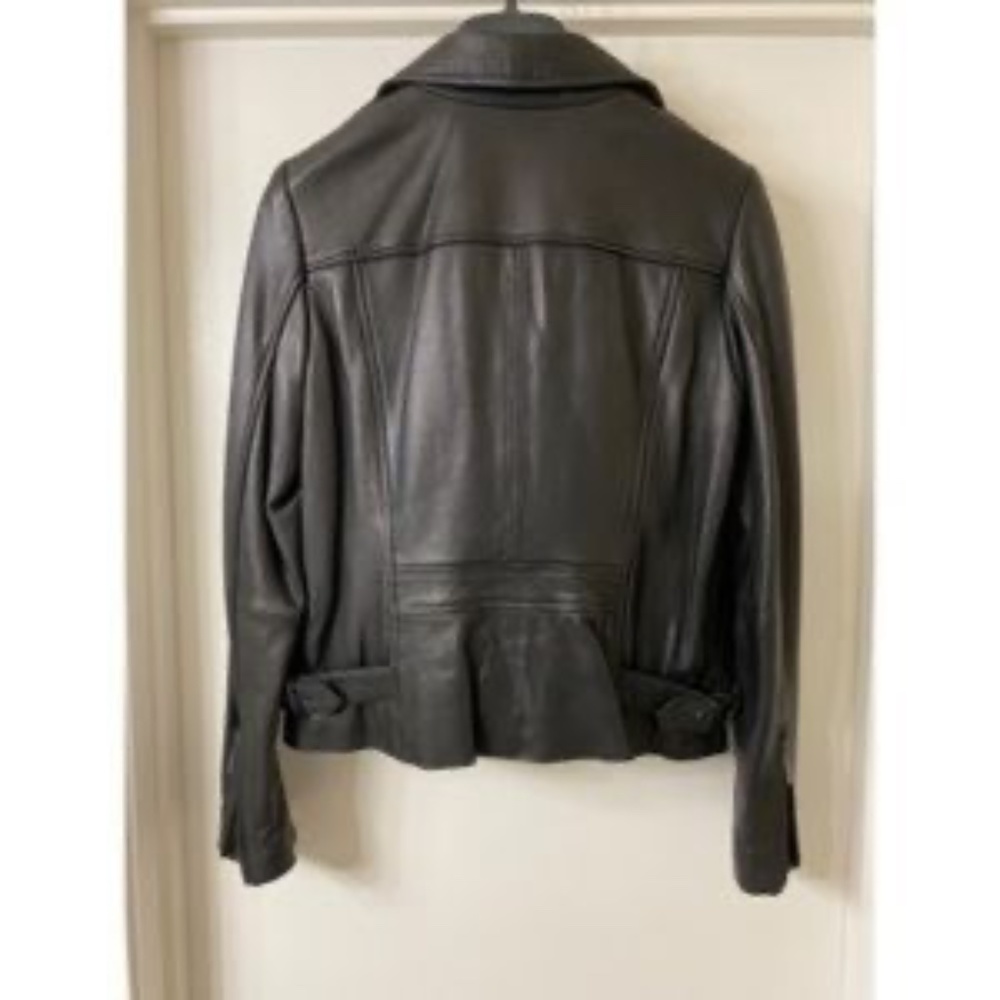 Michael Kors Black Leather Moto Jacket Medium - Picture 4 of 16